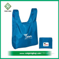 Blue color T-shirt foldable Nylon shopping bag with logo